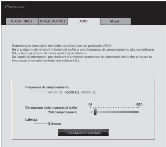 PIONEER DJM-900SRT - Regolazione delle dimensioni del buffer (se si usa l'ASIO Windows) - 1