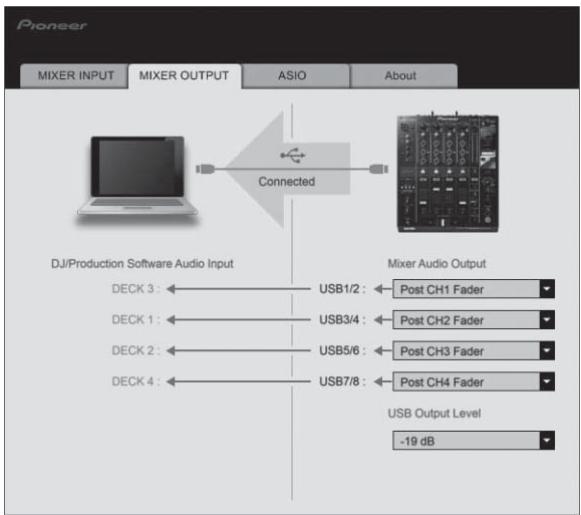 PIONEER DJM-900SRT - Impostazione dell'uscita dati audio da questa unità al computer - 1