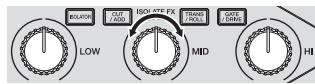 PIONEER RMX-1000 - Drehen Sie den Regler [LOW], [MID] oder [HI]. - 1