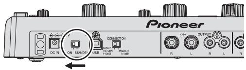 PIONEER RMX-1000 - Schieber den Sie den Schalter [ON, STANDBY] an der Rückseite dieser Einheit in Stellung [ON]. - 1