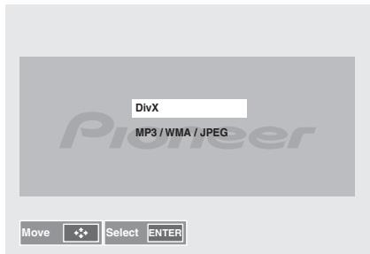 PIONEER X-HM31V-K - Premere / per selezionare DivX o MP3/WMA/JPEG. - 1