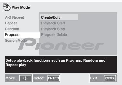 PIONEER X-HM31V-K - Betätigen Sie ↑/↓ zur Wahl von Create/Edit, und drücken Sie dann ENTER. - 1