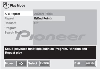 PIONEER X-HM31V-K - Utilisation des touches ↑/↓ pour sélectionner play mode, puis appuyez sur ENTER. - 2