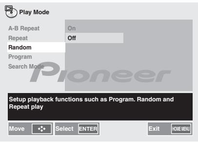 PIONEER X-HM31V-K - Use / to select the Random Off. - 1