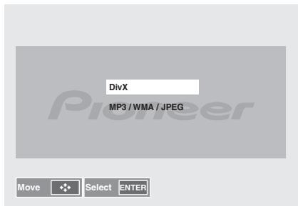 PIONEER X-HM31V-K - Druk op ↑/↓ om DivX of MP3/WMA/JPEG te selectoren. - 1