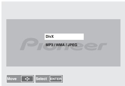 PIONEER X-HM31V-K - Press ↑/↓ to select DivX or MP3/WMA/JPEG. - 1