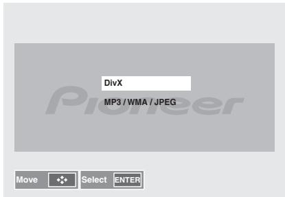 PIONEER X-HM31V-K - Premere / per selezionare DivX o MP3/WMA/JPEG. - 1