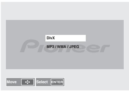 PIONEER X-HM31V-K - Press ↑/↓ to select DivX or MP3/WMA/JPEG. - 1