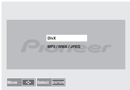 PIONEER X-HM31V-K - Drucken Sie ↑/↓, um DivX oder MP3/WMA/JPEG zu wahlen. - 1