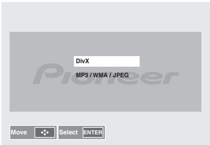 PIONEER X-HM31V-K - Pulse ↑/↓ para seleccionar DivX o MP3/WMA/JPEG. - 1