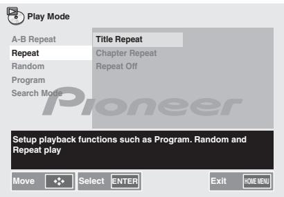 PIONEER X-HM31V-K - Utilisez les touches ↑/↓ pour sélectionner le titre à répéter. - 1