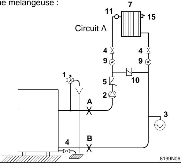 DE DIETRICH DIEMATIC-DELTA - Raccordement du circuit direct sans vanne mélangeuse (circuit A) - 1