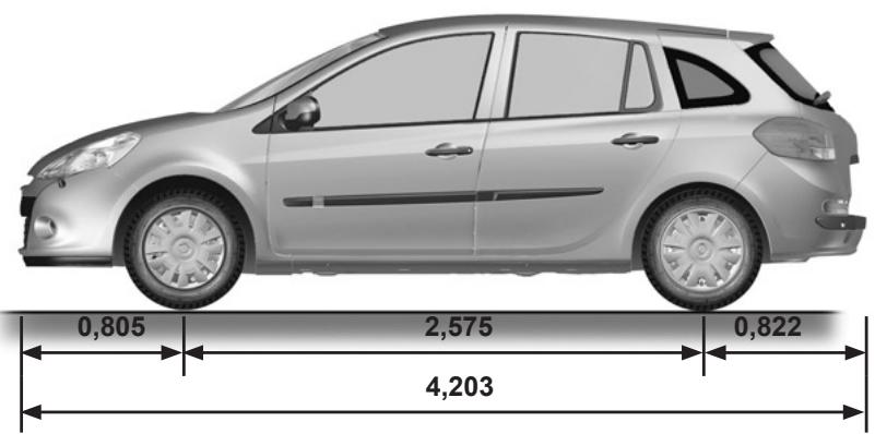RENAULT CLIO 3 PHASE 2 - Dimensions (en mètres) (2/2) - 1