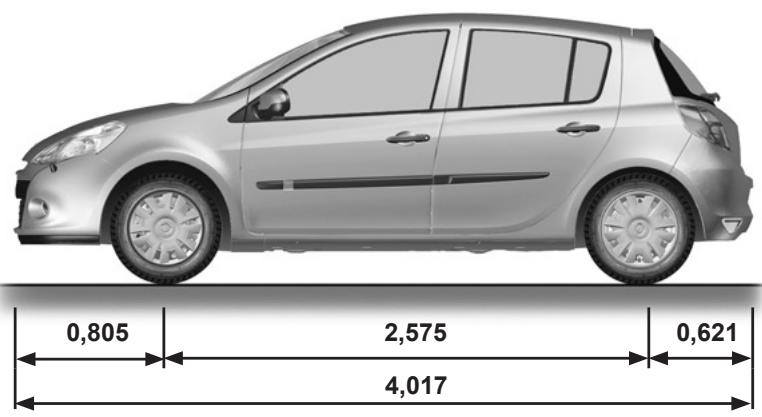 RENAULT CLIO 3 PHASE 2 - Dimensions (en mètres) (1/2) - 1