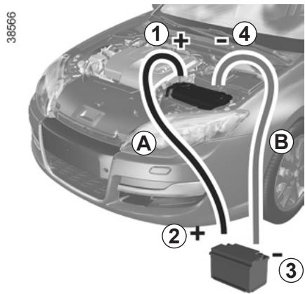 RENAULT LAGUNA III ESTATE - Démarrage avec la batterie d'un autre véhicule (suite) - 2