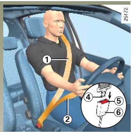 RENAULT CLIO 2 2005 - Réglage en hauteur de la cein- ture de sécurité - 1