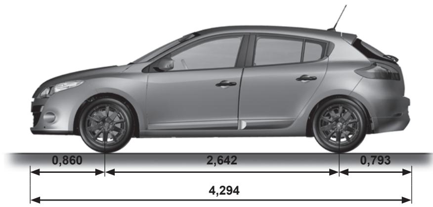 RENAULT FLUENCE 2011 - Dimensions (en mètres) (1/2) - 1