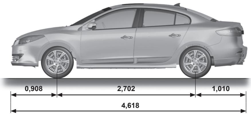 RENAULT FLUENCE 2011 - Dimensions (en mètres) (2/2) - 1