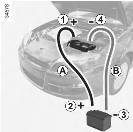 RENAULT LAGUNA 3 - Démarrage avec la batterie d'un autre véhicule (suite) - 2