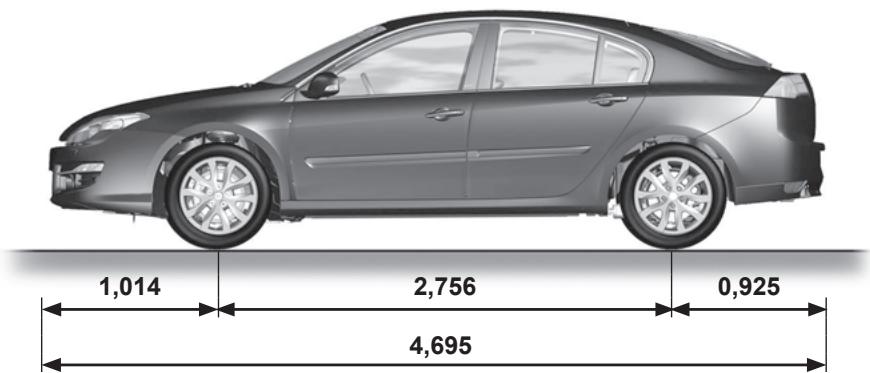 RENAULT LAGUNA 3 2011 - DIMENSIONS (en metres) (1/2) - 1