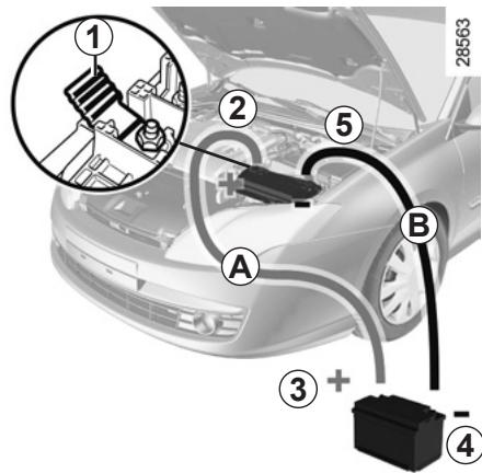 RENAULT LAGUNA 3 COUPE - Démarrage avec la batterie d'un autre véhicule (suite) - 2