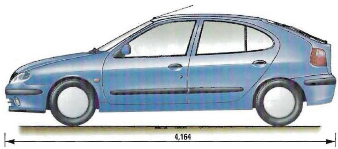 RENAULT MEGANE 1 - DIMENSIONS VERSIONS BICORPS (en metres) - 1