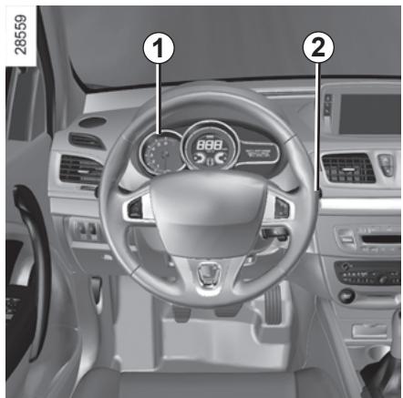 RENAULT MEGANE 3 CC - TABLEAU DE BORD : afficheurs et indicateurs (1/2) - 1