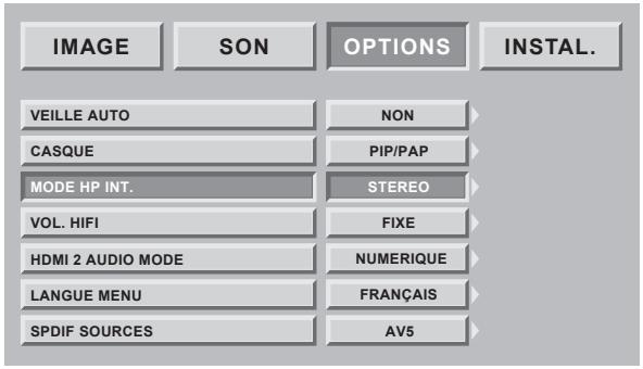 SAGEM AXIUM DLP D 50 - Réglage du mode des haut-parleurs - 1