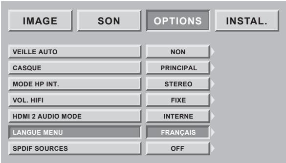 SAGEM AXIUM DLP D100 - Choix de la langue MENU - 1