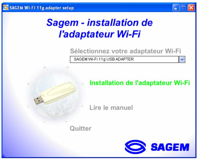 SAGEM XG703A DONGLE WIFI - I.1 installation du logiciel sous windows - 3