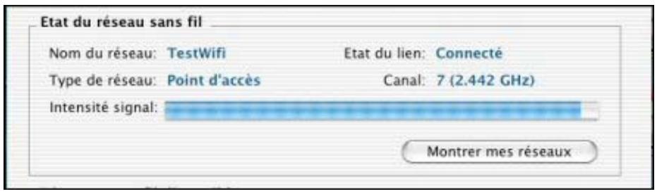 SAGEM XG703A DONGLE WIFI - Champ état du menu configuration de l'utilitaire - 1