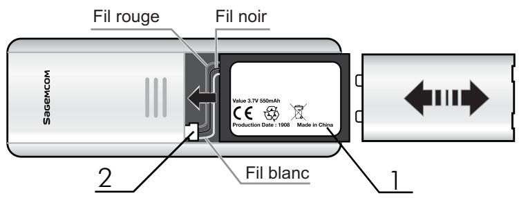SAGEM D78H - Insertion des batteries dans le combiné - 1