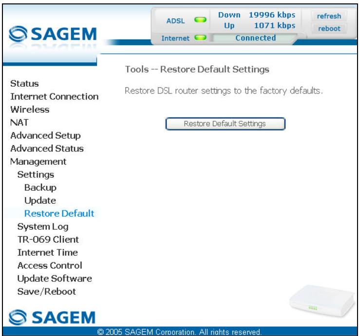 SAGEM FAST 2440 - Restaurer par défaut - 2