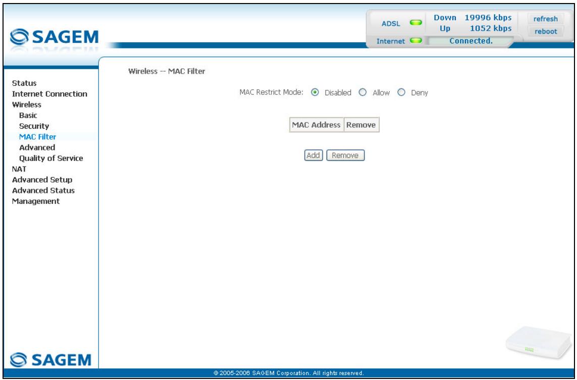 SAGEM FAST 2440 - MAC filter - 1