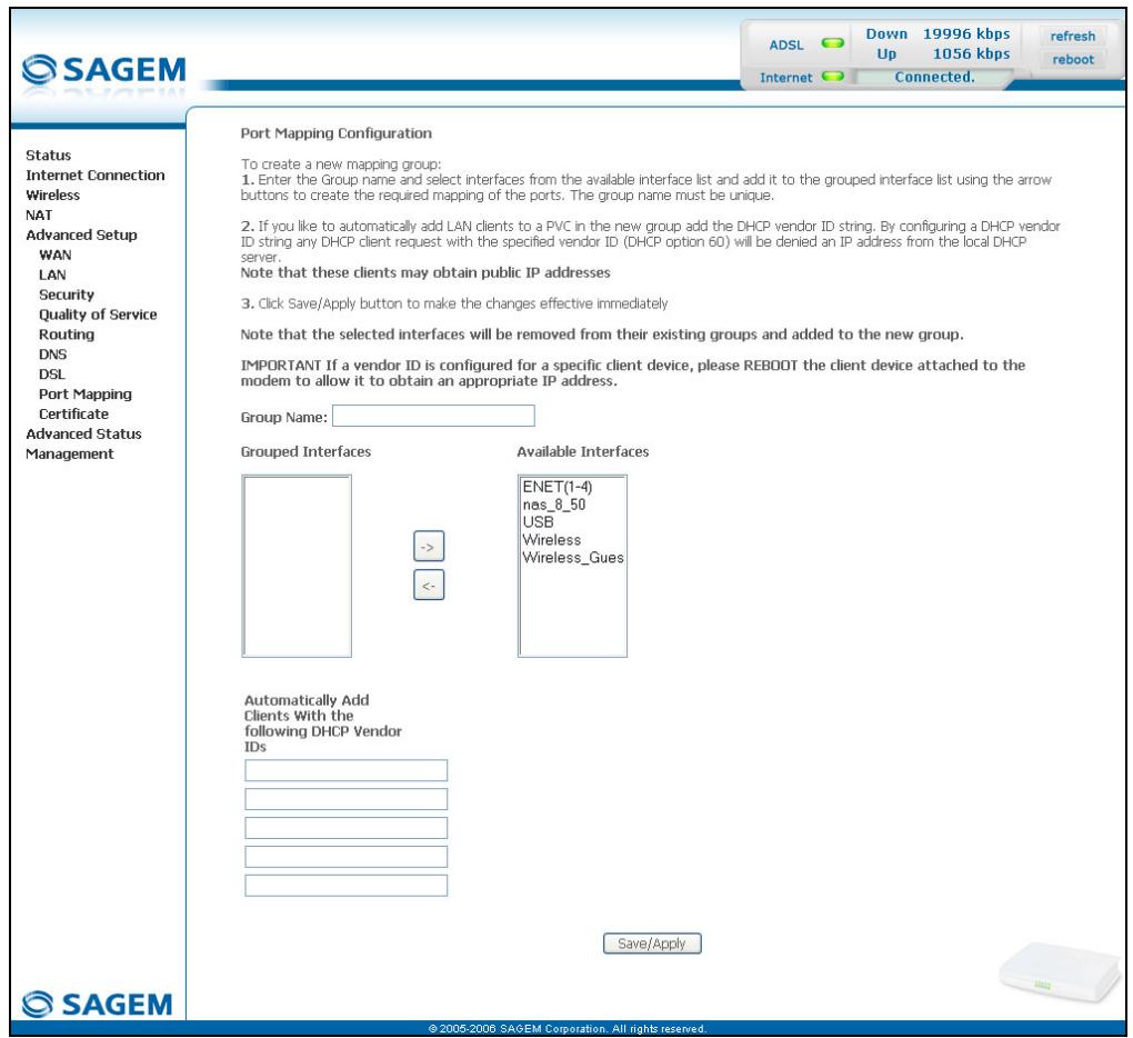 SAGEM FAST 2440 - Port mapping - 3