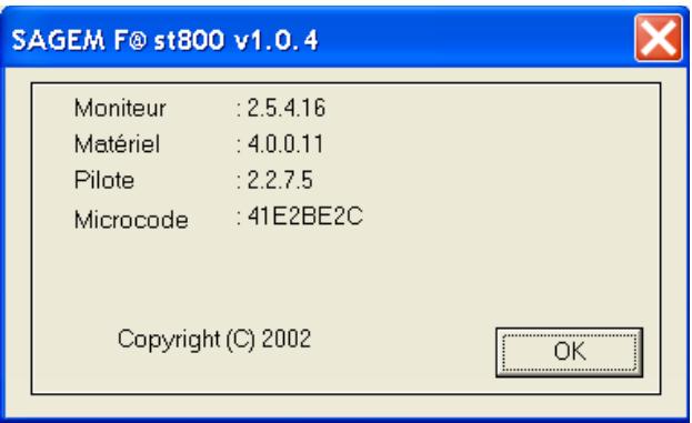 SAGEM FAST 800 - Informations sur la version - 1