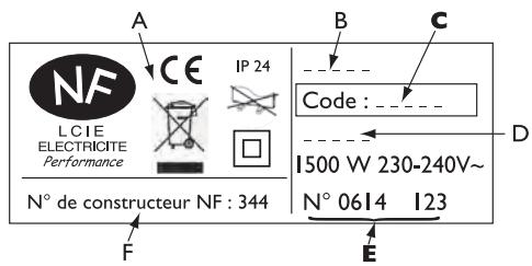 SAUTER DOUCENSE - Les références du radiateur sèche-serviettes - 1