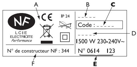 SAUTER OLIVINE - Les références de votre apparéil - 1