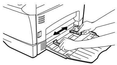 TOSHIBA E-STUDIO120 - Réglez les guide-papier à la largeur du papier/copie. Placez le papier/copie (face à copier vers le bas) entièrement sur le bypass. - 2
