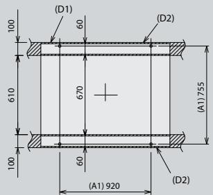 (D1) 60 (D2) 610 670 (A1)755 100 60 (A1)920 (D2)