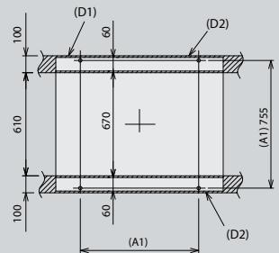 (D1) 60 (D2) 670 (1)755 610 100 60 (A1) (A1) (D2)