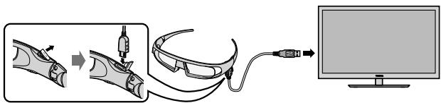 TOSHIBA FPT-AG02G - Sluk for 3D-brillerne med afbryderen og tilslut fjernsynet ved hjælp af batteriopladekablet (medfølger). - 1