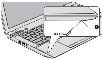 TOSHIBA QOSMIO X870-142,  QOSMIO X870-14H,  QOSMIO X870-154,  QOSMIO X870-156,  QOSMIO X870-157,  QOSMIO X870-15T,  QOSMIO X870-165,  QOSMIO X870-169,  QOSMIO X870-16E - Retrait du disque lorsque le lecteur ne s'ouvre pas - 1