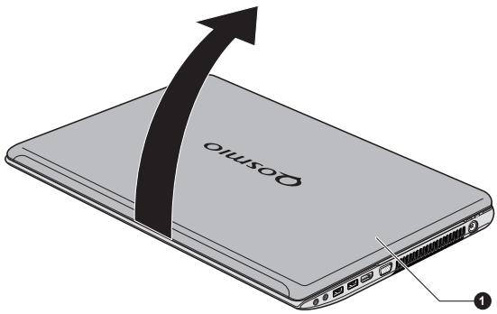 TOSHIBA QOSMIO X870-142,  QOSMIO X870-14H,  QOSMIO X870-154,  QOSMIO X870-156,  QOSMIO X870-157,  QOSMIO X870-15T,  QOSMIO X870-165,  QOSMIO X870-169,  QOSMIO X870-16E - Ouverture de l'écran - 1