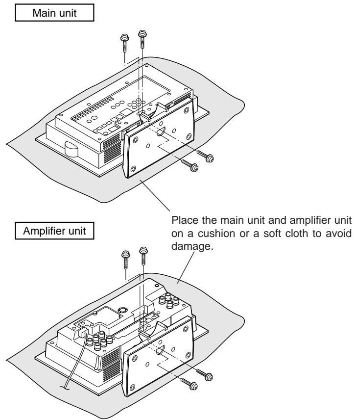 Main unit Amplifier unit Place the main unit and amplifier unit on a cushion or a soft cloth to avoid damage.