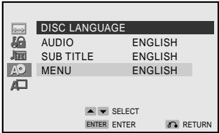 SHARP SD-HX500 - ■ Selecting a language for "DISC LANGUAGE", etc. - 1