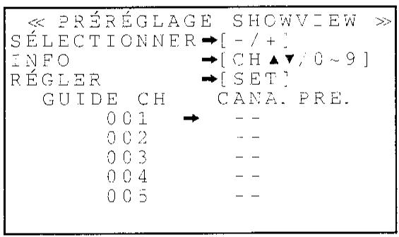 SHARP VT-5400S - REGLAGE DES NUMEROS DE CANAUX-GUIDES - 2