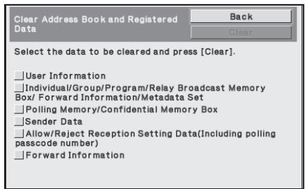 SHARP MX-FR12U - ■ Clear Address Book and Registered Data - 1