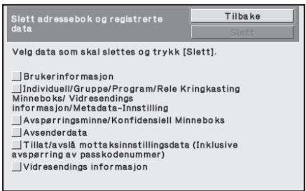 SHARP MX-FR12U - ■ Slett adressebok og registrerte data - 1