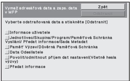 SHARP MX-FR12U - ■ Vymaž adresářová data a zaps. data v MFP - 1